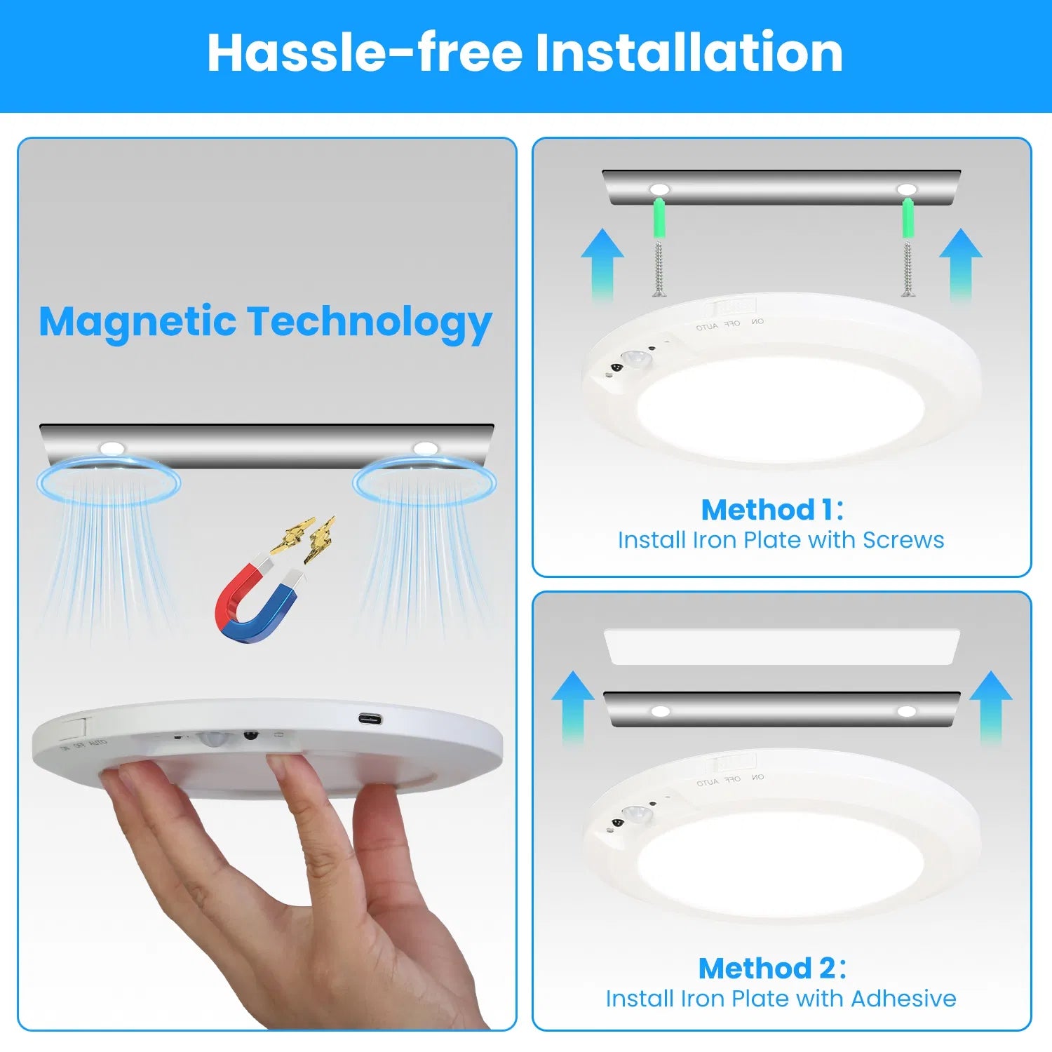 Rechargeable Motion-Sensor Flush Ceiling Light — Restaurant Hallway — view 6