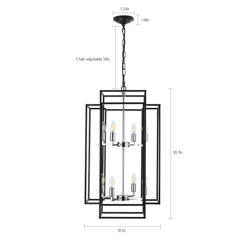 Industrial Farmhouse 8-Lantern Tiered Chandelier for Restaurant Dining Rooms — view 10