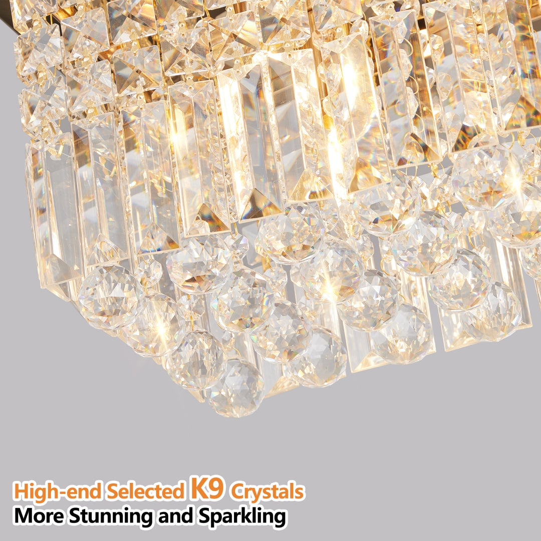 Elegant Gold Cascading Crystal Rectangle Pendant for Restaurant Dining Tables, Bar Counters, and Upscale Hospitality Interiors — view 6