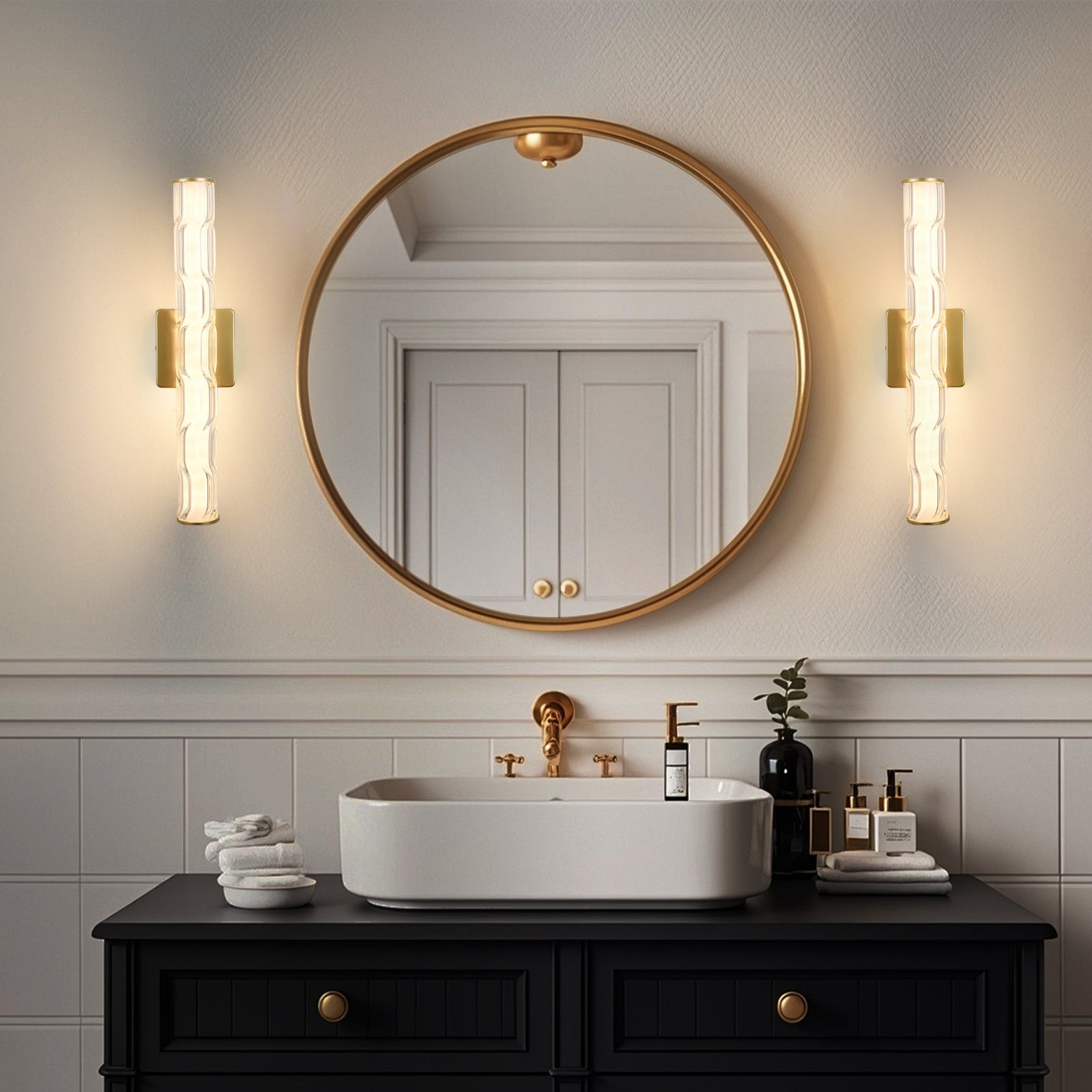 Gold K9 Crystal Wall Sconces (2-Pack) — Restaurant Bar — view 2