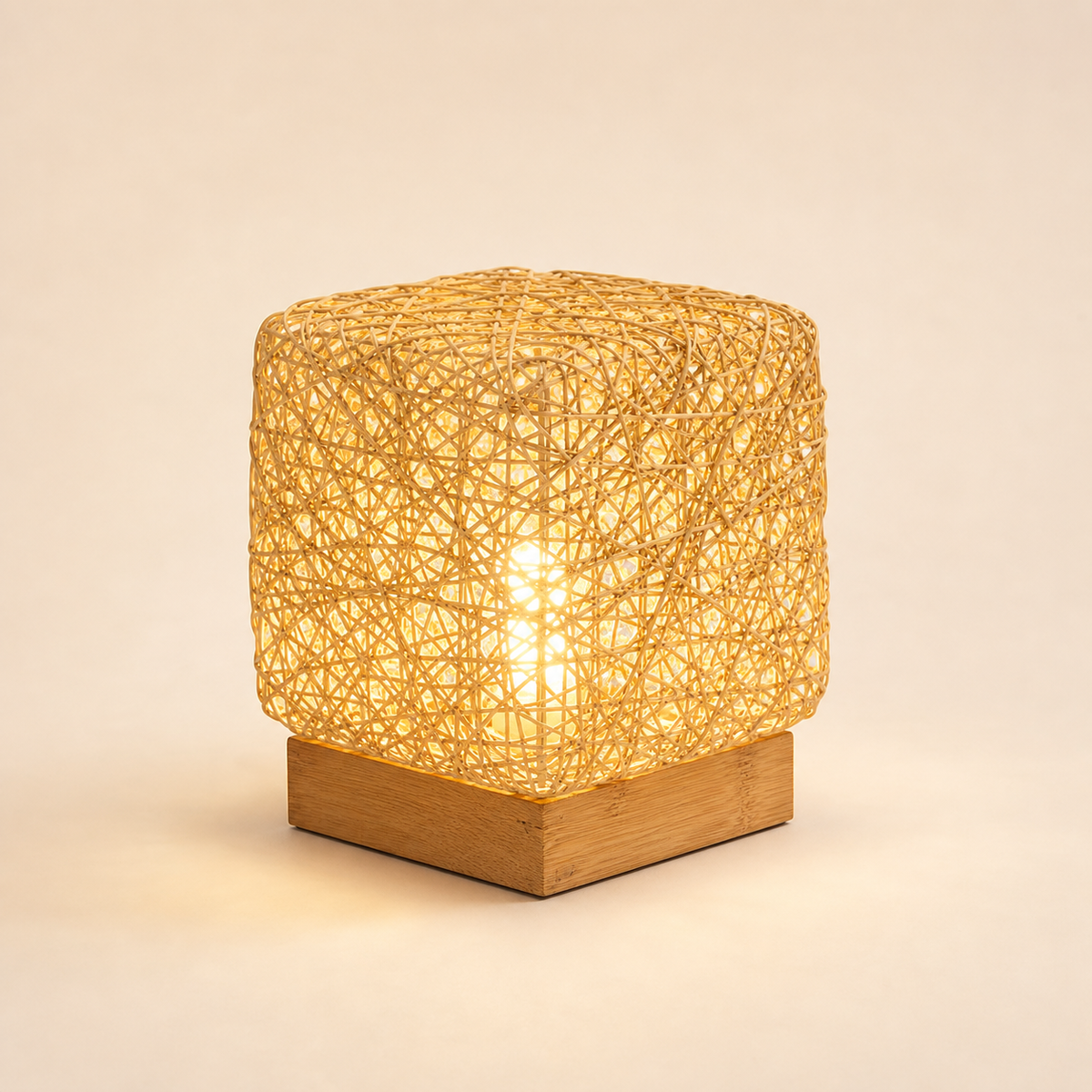 Resto Glow AI product image 2026-08-02 — clean background — Braided Rattan USB Table Lamp for Restaurant Tables