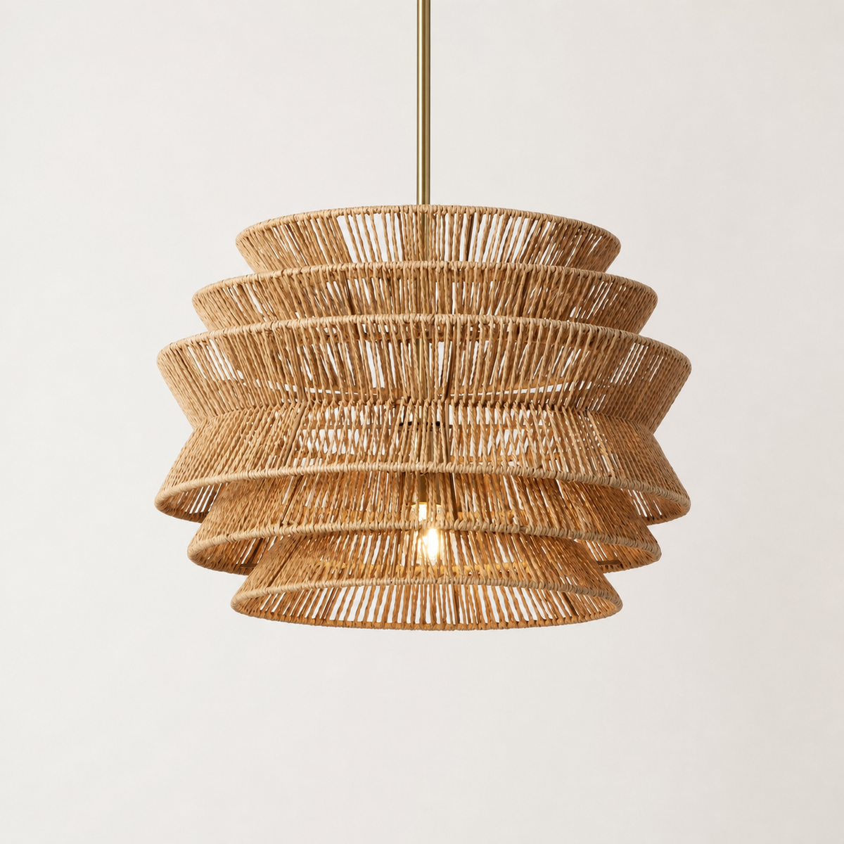 Resto Glow AI product image 2026-08-03 — clean background — Brown Woven Rattan Pendant Light — 17.3-Inch Dining Accent