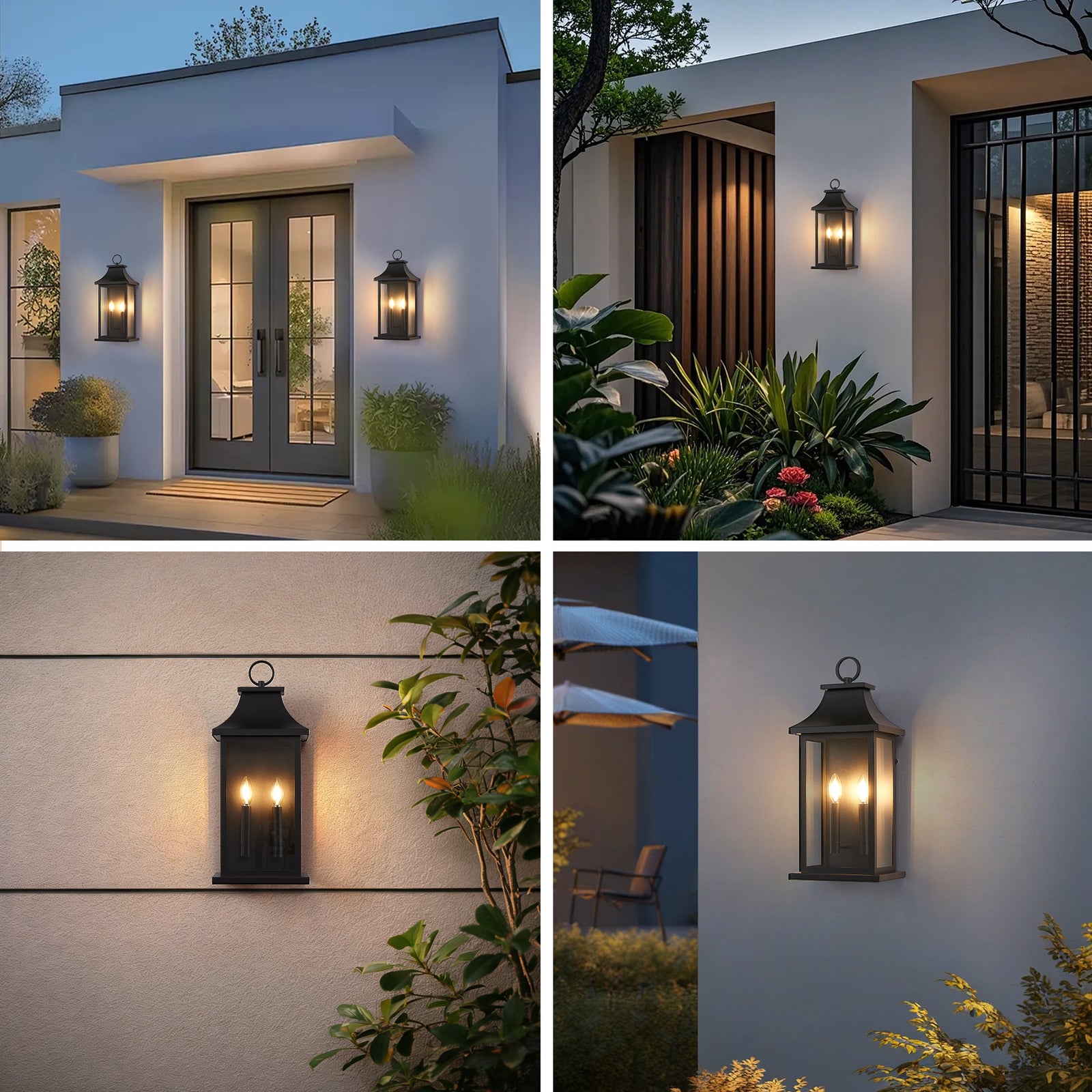 22-Inch Dusk-to-Dawn 2-Light Black Outdoor Lantern for Restaurant Patios — view 8