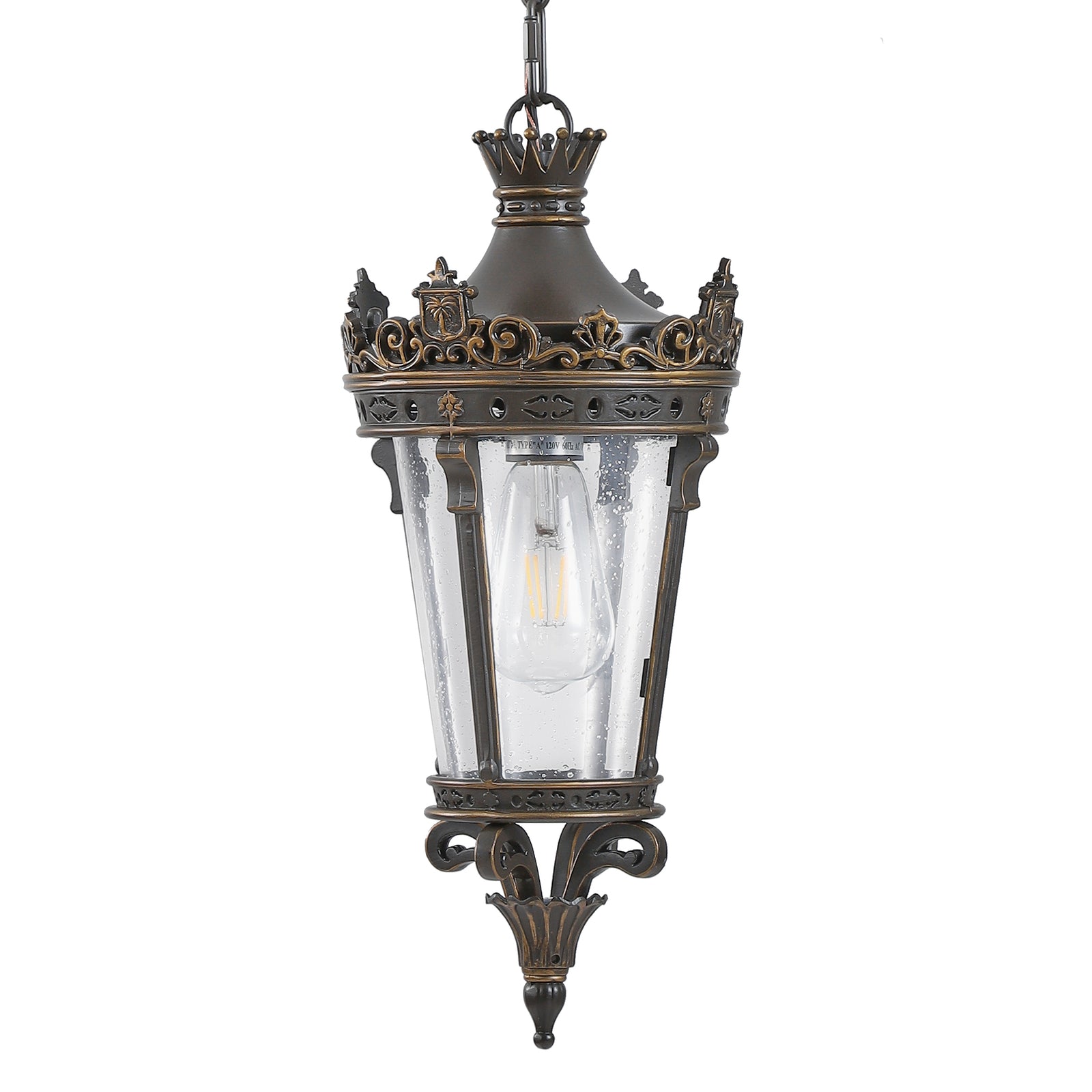 Antique Crown Outdoor Hanging Lantern for Restaurant Patios and Garden Dining — view 2