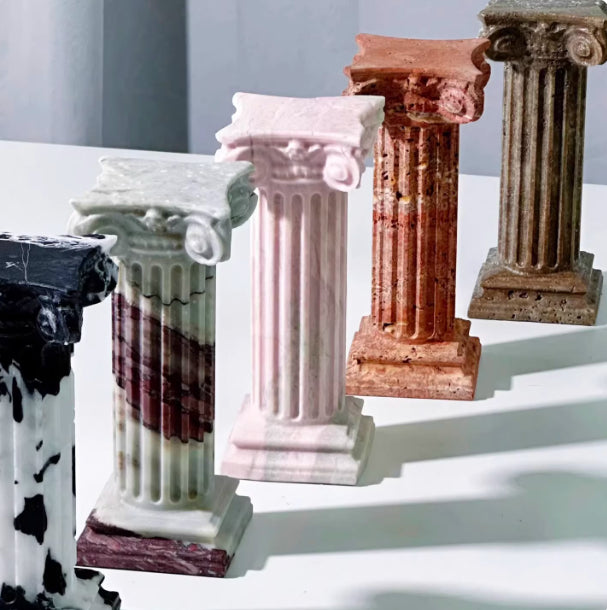 Roman Column Ornaments Made From Natural Marbledecorative Castle Pieces For Home Decor — view 5
