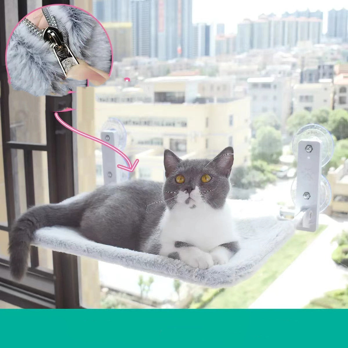 Suction-Mounted Window Perch for Cat Cafés, Street-Facing Lounges, and Elevated Guest Viewing Zones — view 12