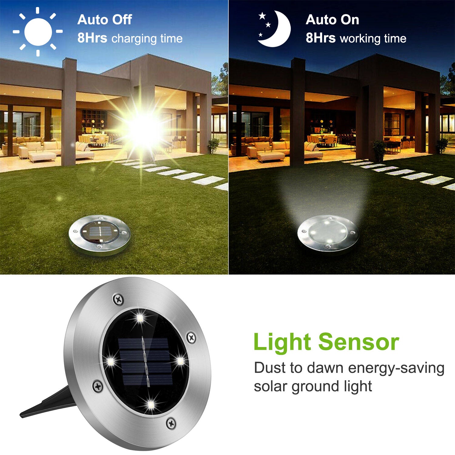 4-Piece Solar Ground Path Lights — Restaurant Patio — view 7