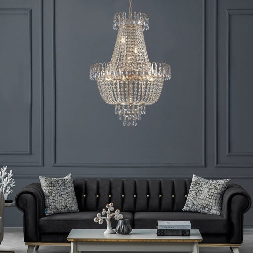 Large Gold Crystal Chandelier for Restaurant Dining Rooms and Hotel Lobbies — view 1