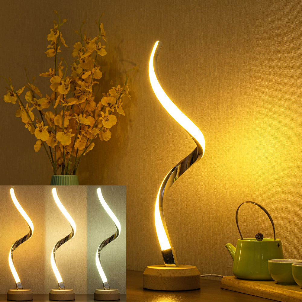LED Spiral Table Lamp Modern Curved Desk Bedside Lamp Dimmable Warm White Night Light For Living Room And Bedroom — view 1