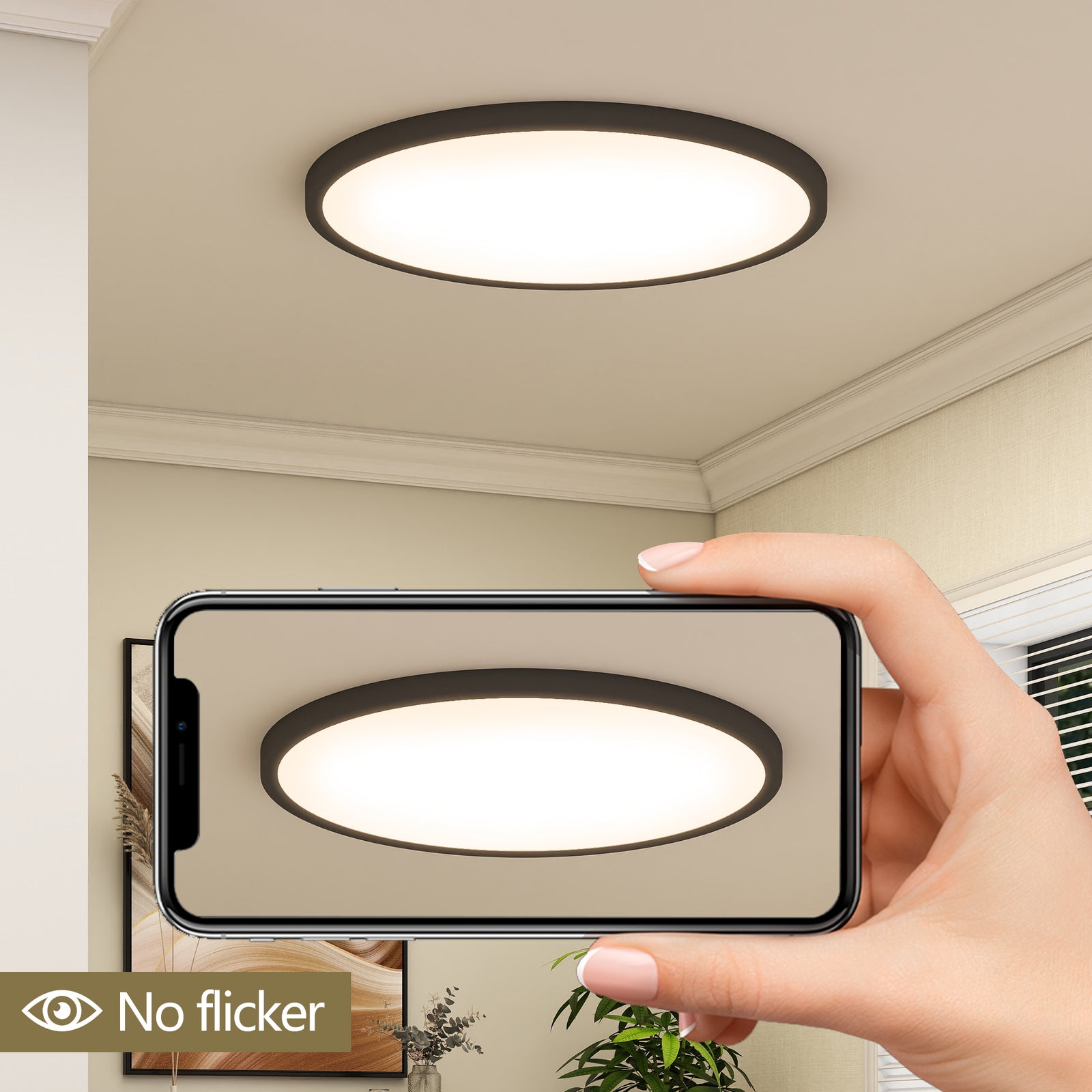 4-Pack Black Dimmable LED Flush-Mount Ceiling Lights for Restaurant Dining Areas — view 4