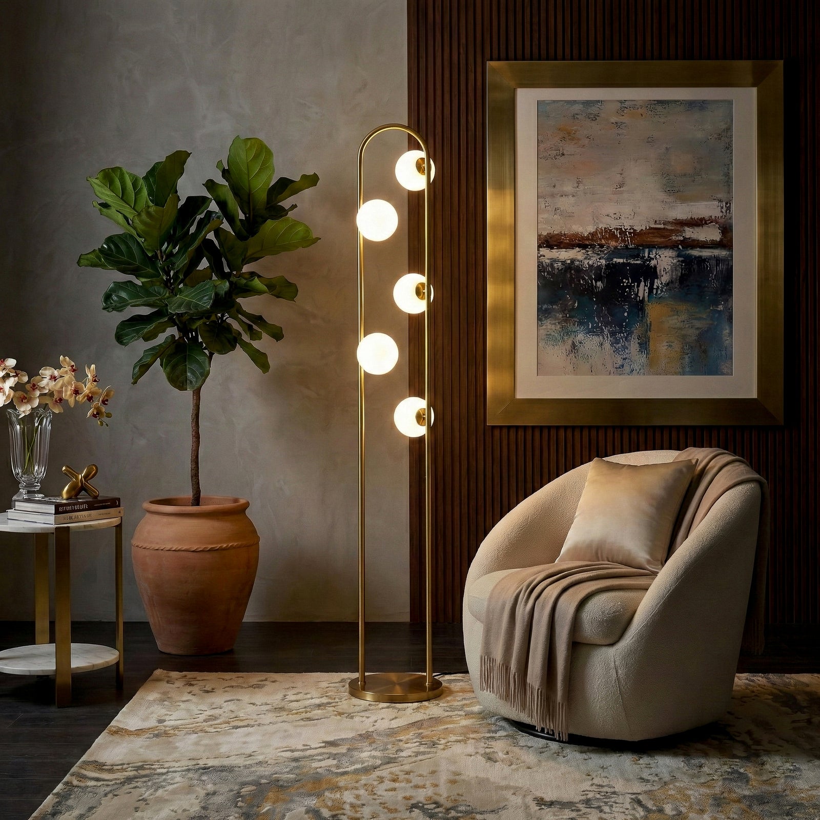 Gold Artema Floor Lamp — Restaurant Lounge & Dining — view 4