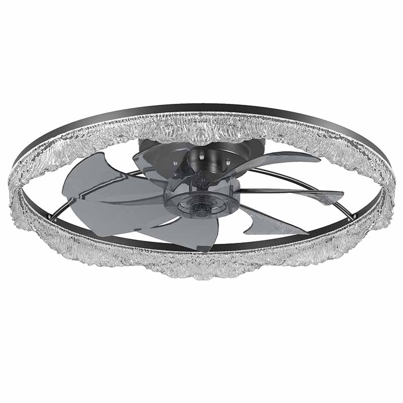 Black 24-Inch Flush Ceiling Fan Light — Quiet Restaurant Dining — view 9