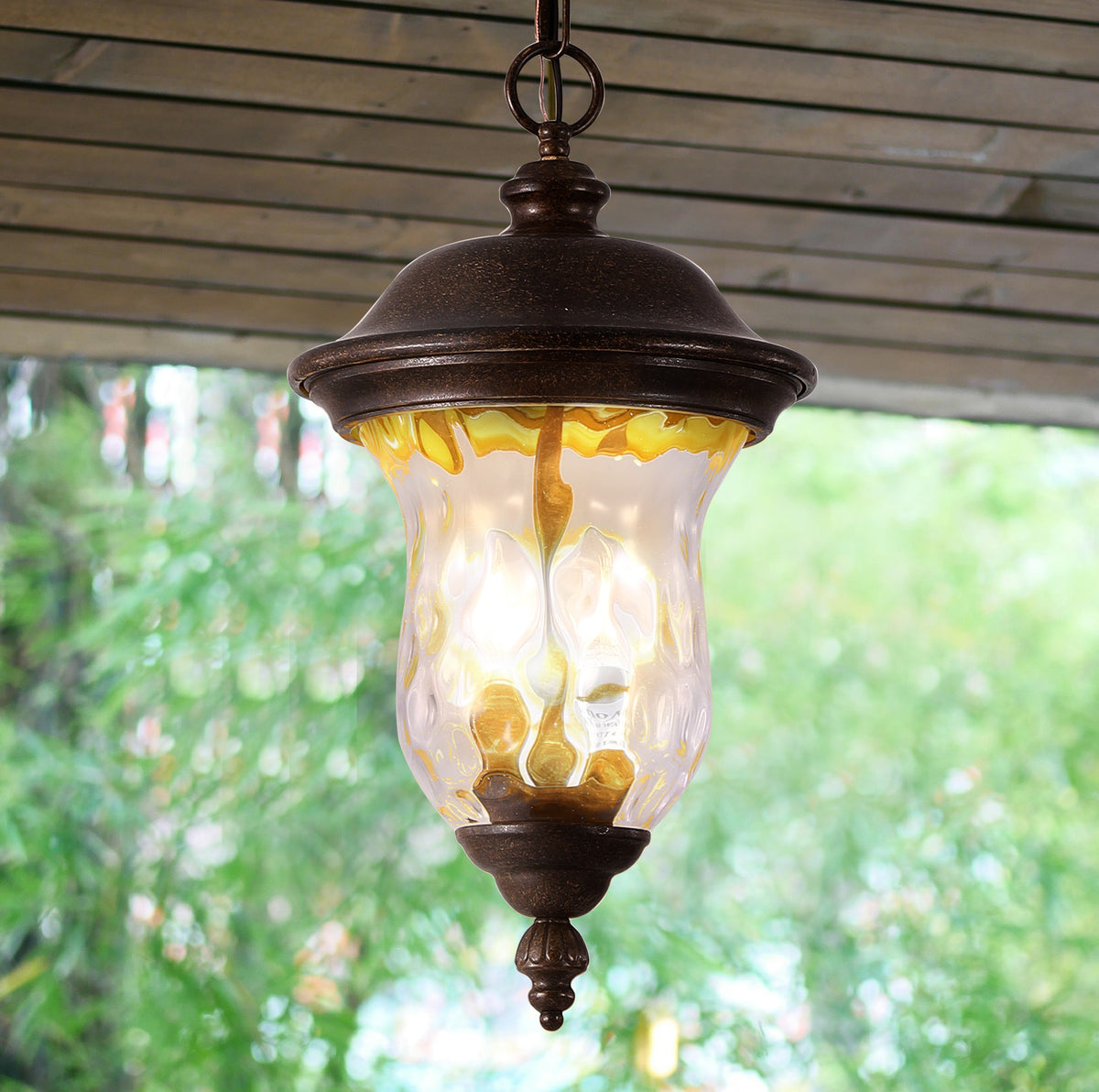 Weatherproof Rustic Clear-Glass Hanging Lantern for Restaurant Patios