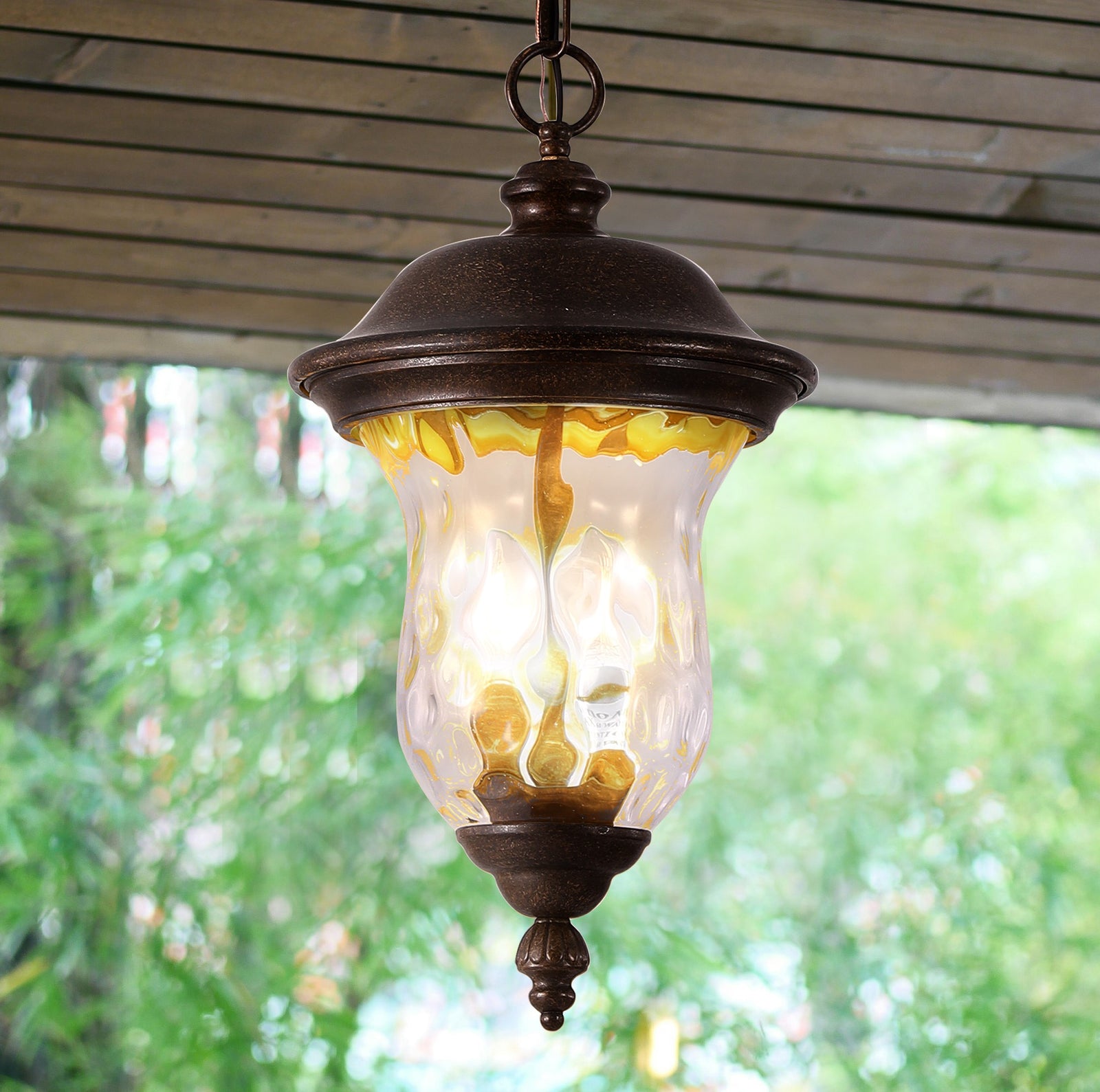Weatherproof Rustic Clear-Glass Hanging Lantern for Restaurant Patios — view 1