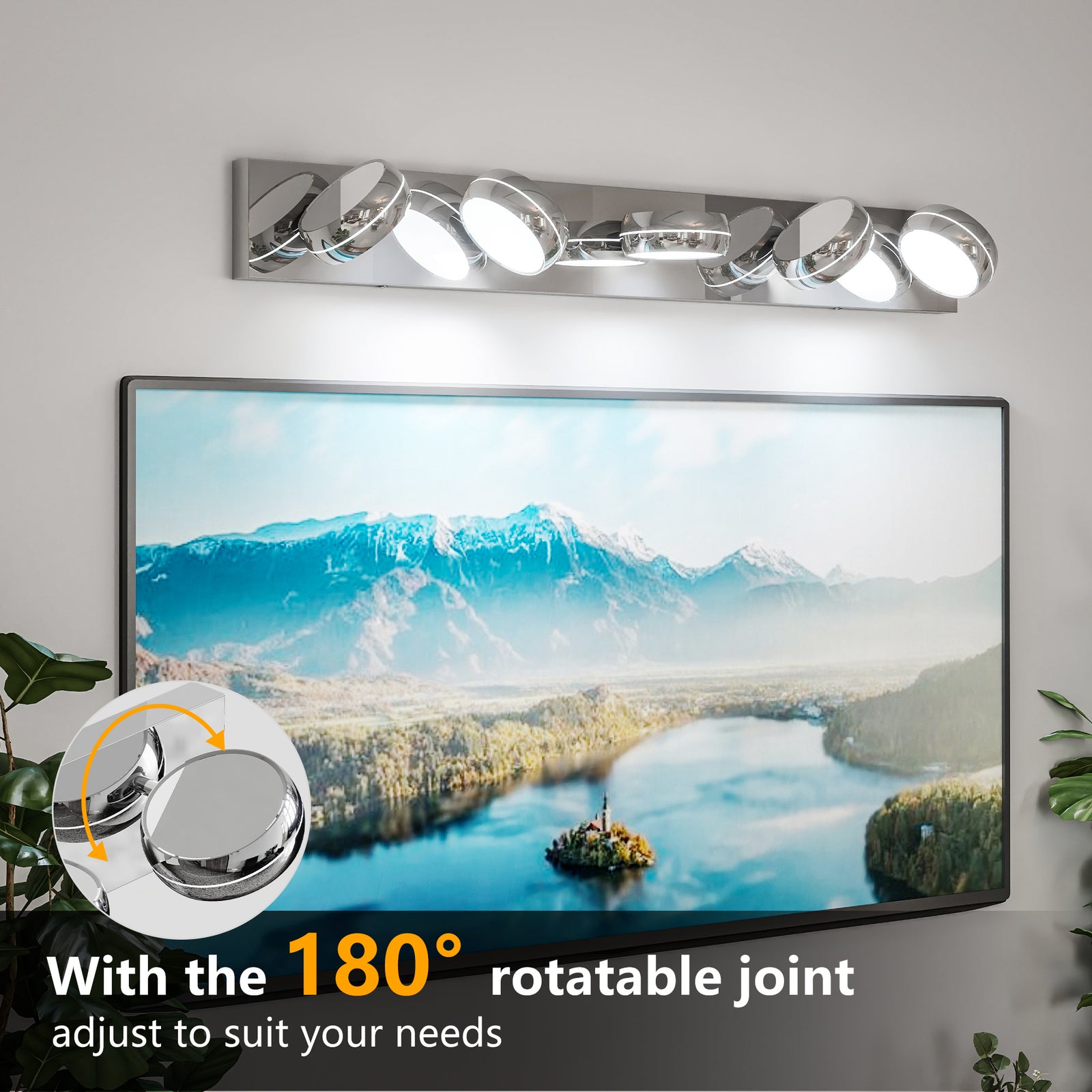 35-Inch Chrome 5-Light LED Vanity Bar for Restaurant Restrooms and Bar Mirrors — view 9