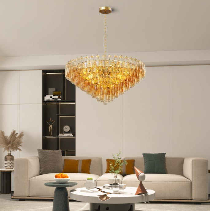 37-Inch 14-Light Gold Smoke-Glass Chandelier for Restaurant Dining Rooms and Hotel Lobbies — view 8