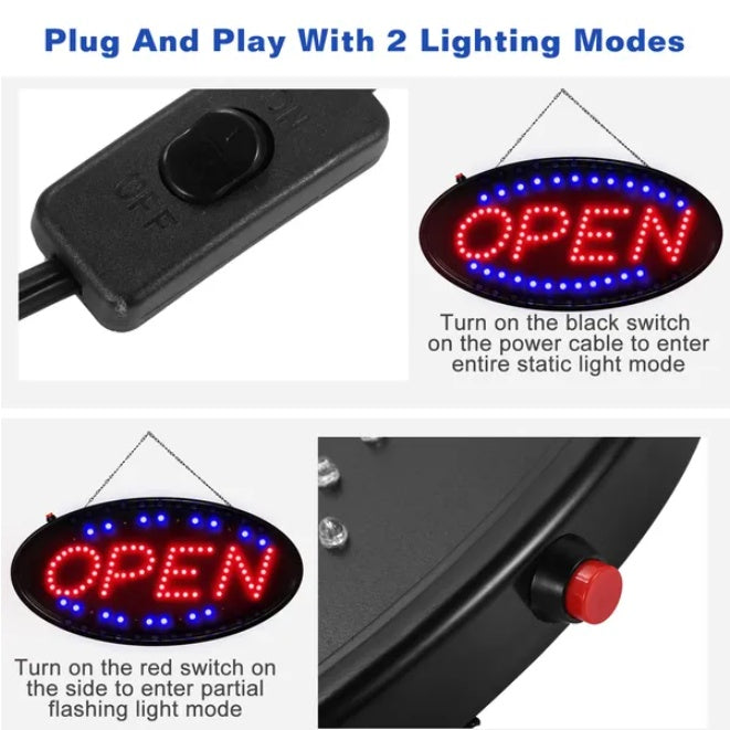 Ultra-Bright LED Open Sign — Restaurant Entrance — view 2
