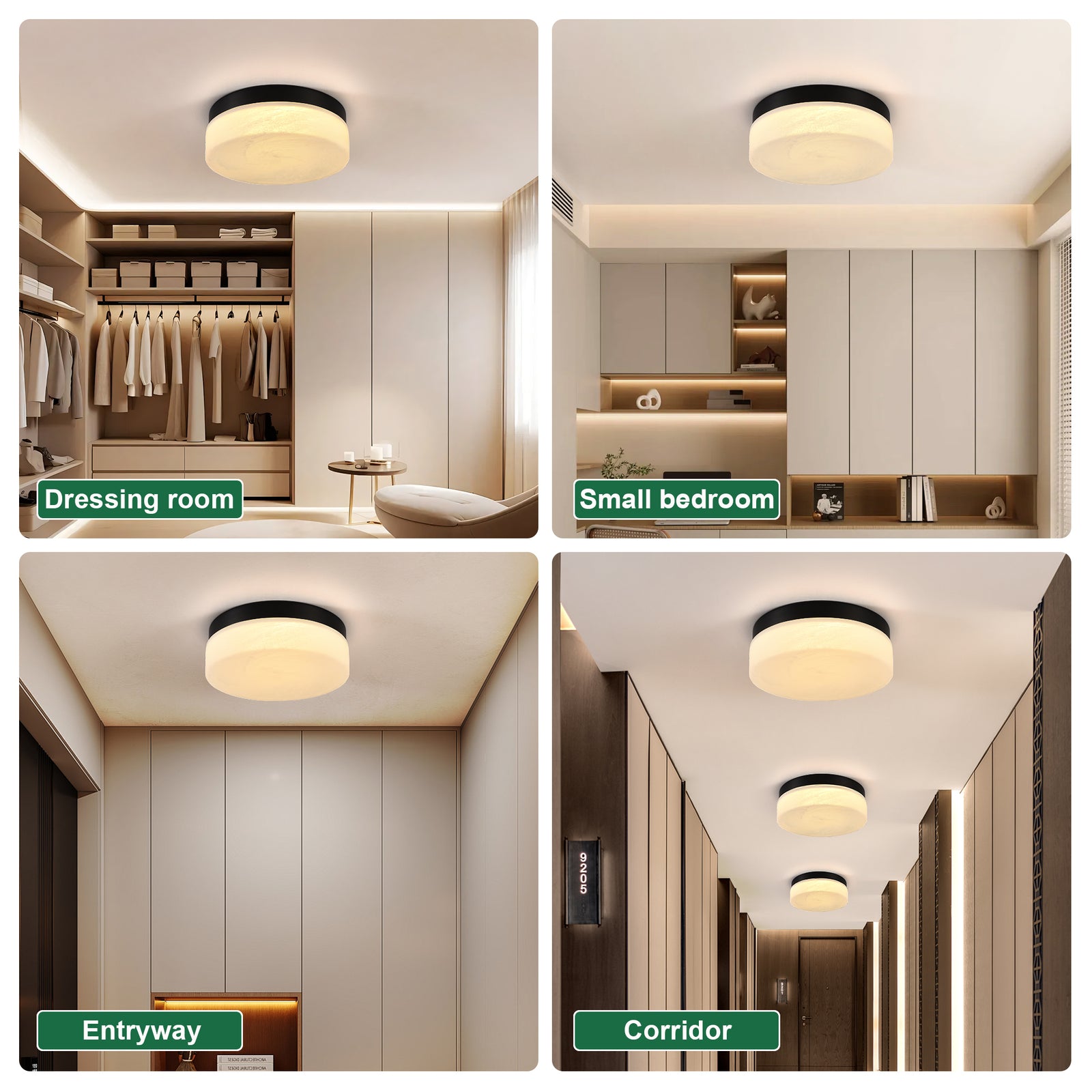 12-Inch Black 24W LED Flush-Mount Ceiling Light for Restaurant Dining Rooms — view 5