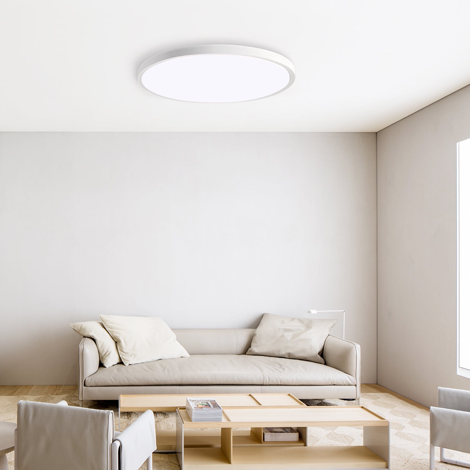 Ultra-Thin White LED Flush Mount Ceiling Light for Restaurant Hallways — view 2