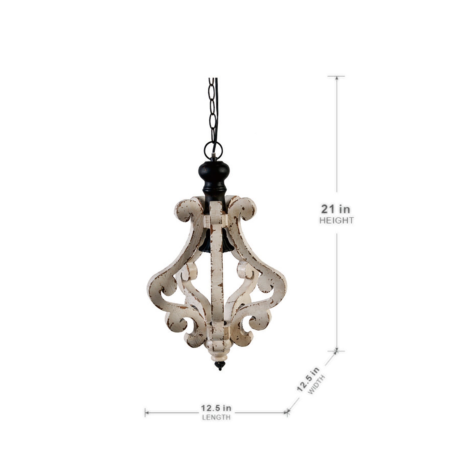 Antique Cream Wood Chandelier — 83-Inch Restaurant Dining Feature — view 7