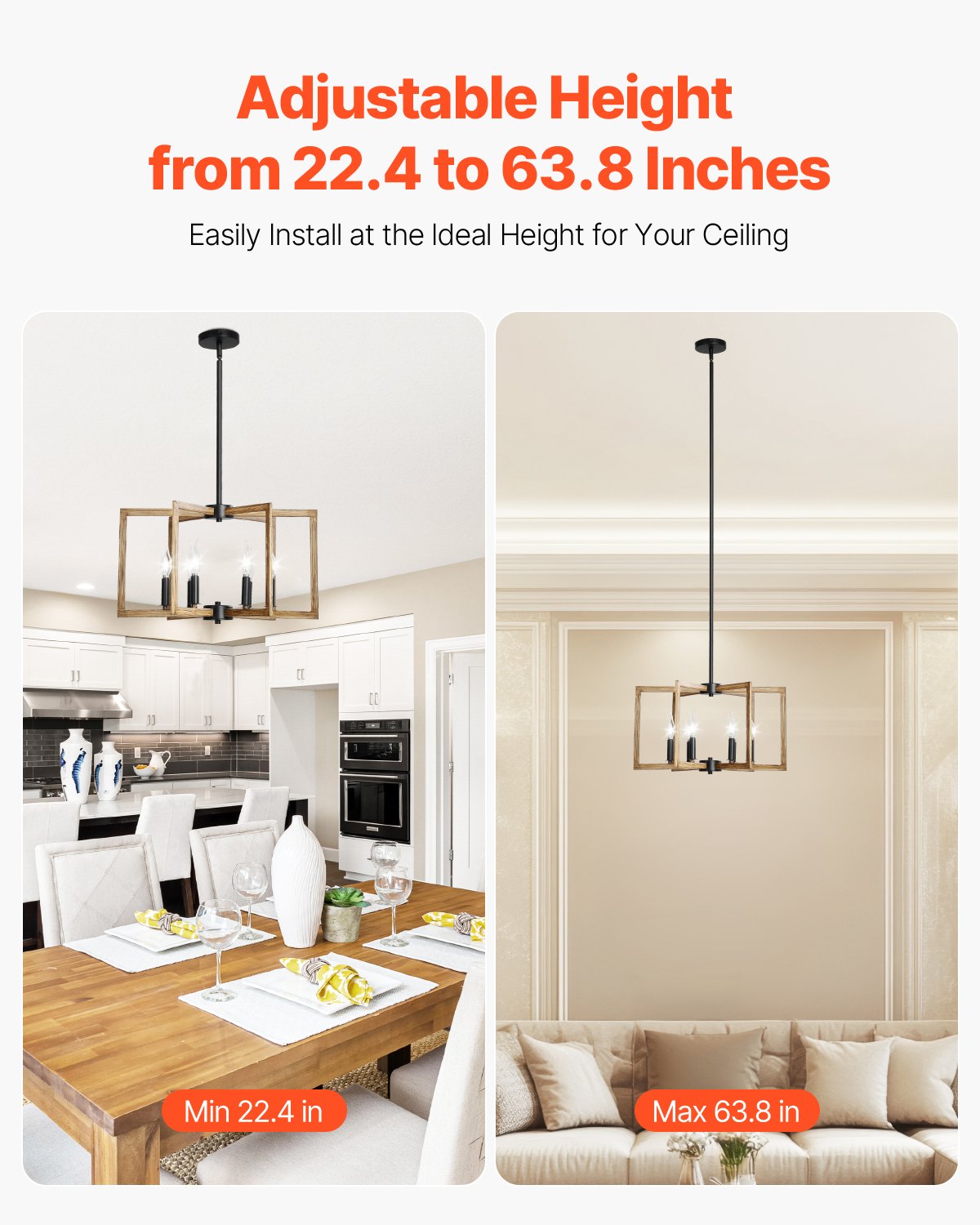 Farmhouse 6-Light Chandelier for Restaurant Dining Rooms — view 4