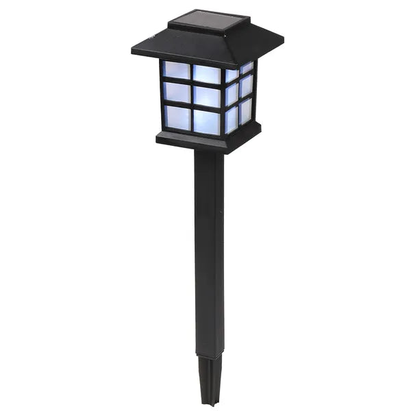 8-Piece White Solar Lantern Torch Lights — Restaurant Pathway — view 3