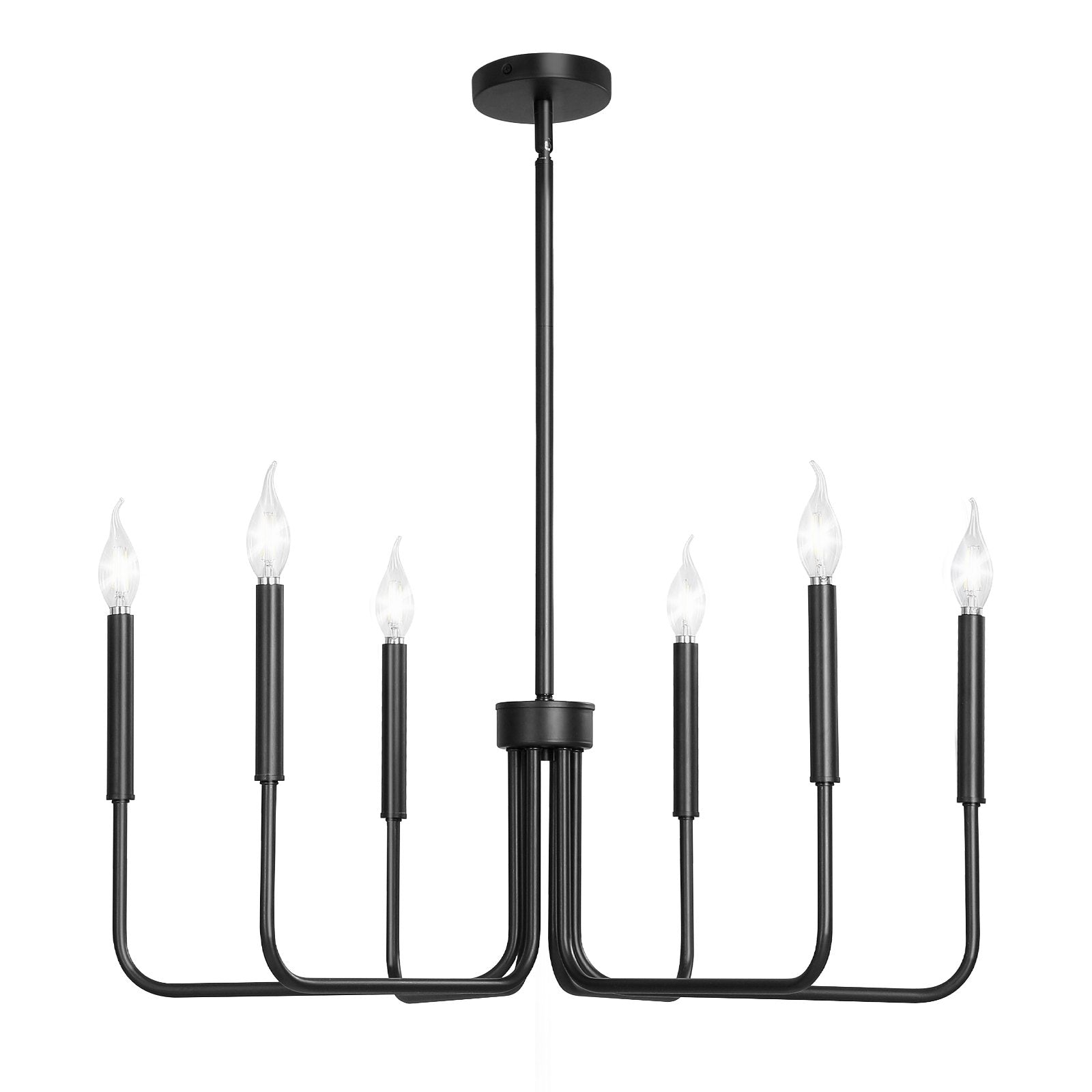 6-Light Black Farmhouse Chandelier — Restaurant Dining — view 1