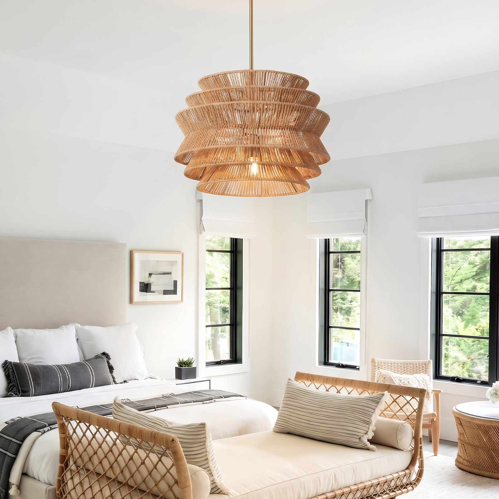 Brown Woven Rattan Pendant Light — 17.3-Inch Dining Accent — view 9