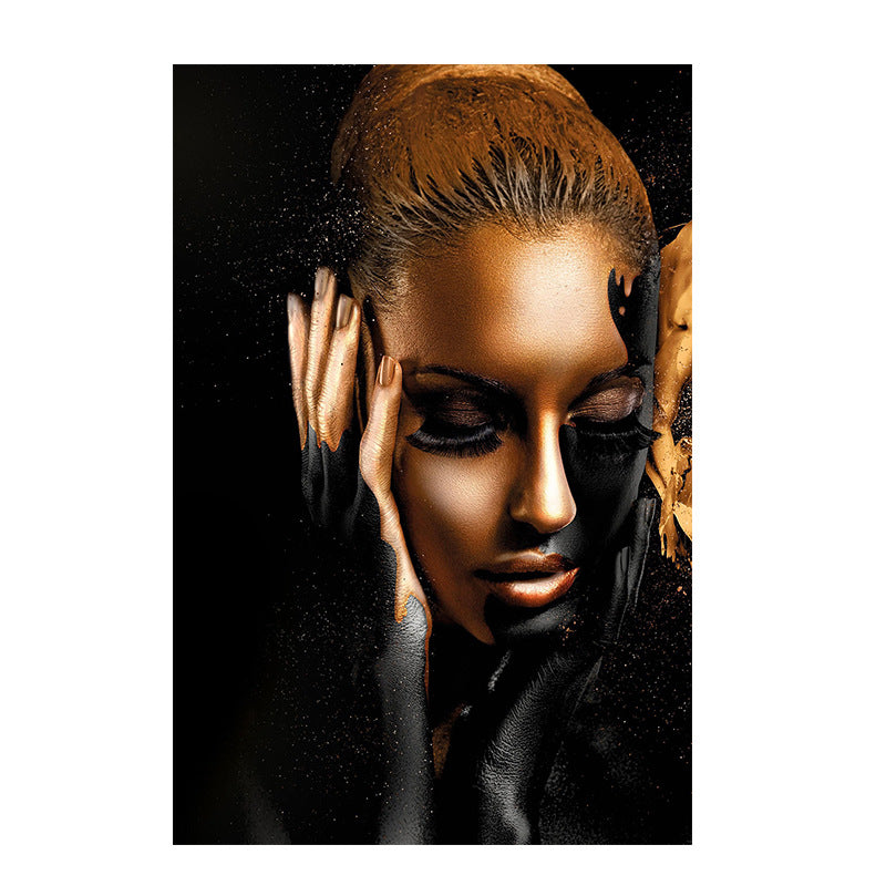 HD Modern Home Single African Woman Frameless Painting Canvas Wall Painting And Mural Decoration Spray Painting Cross-border Supply — view 5