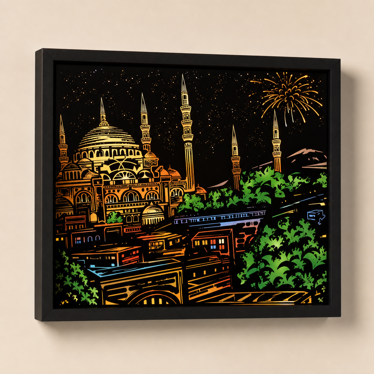 Resto Glow AI product image 2026-08-03 — clean background — City Night Scene Restaurant Wall Art