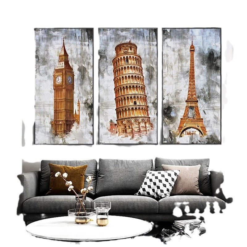 Bedroom Retro Golden Tower Landscape Canvas Painting — view 5