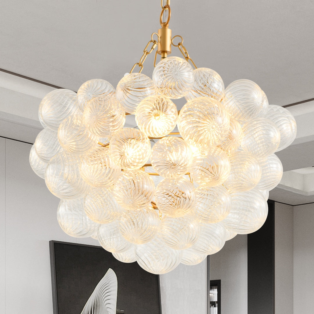 20-Inch Gold Pendant with Threaded Clear Glass Globe for Restaurant Dining Rooms — view 9