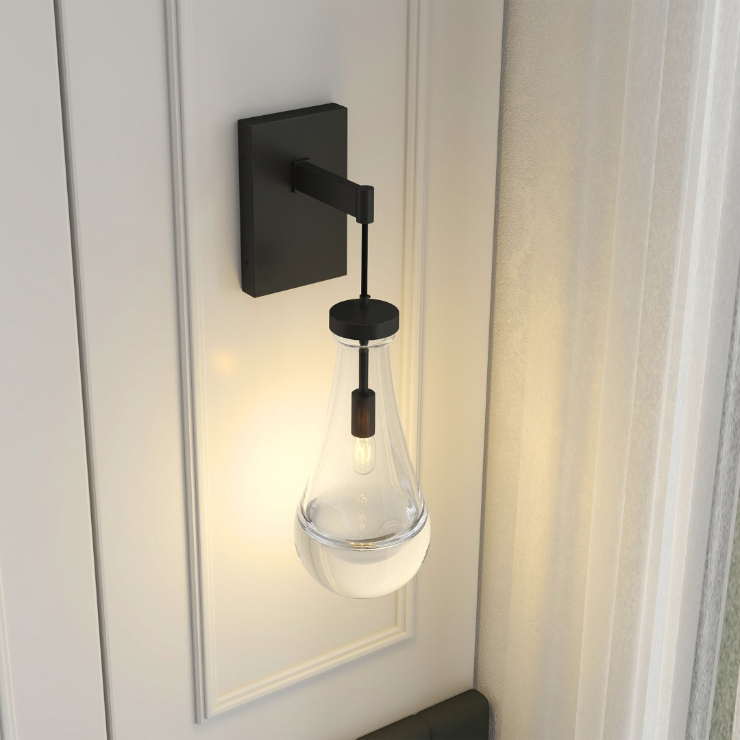 Black Clear-Glass Wall Sconce — Restaurant Bar — view 7