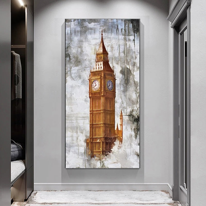 Bedroom Retro Golden Tower Landscape Canvas Painting — view 3