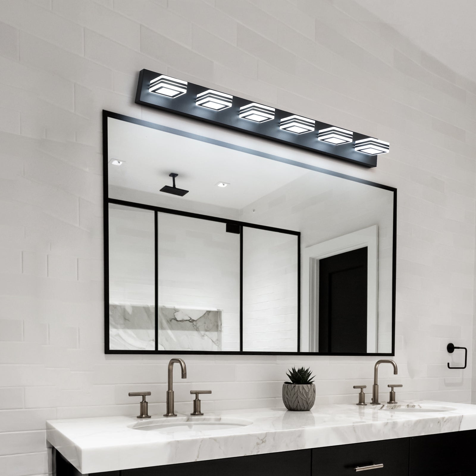 39-Inch Black 6-Light LED Vanity Fixture for Restaurant Restrooms and Mirrors — view 10