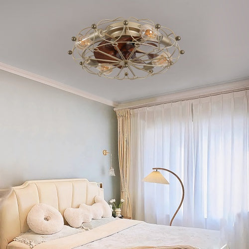 Low-Profile Black Cage Ceiling Fan with Integrated Light for Restaurant Patios — view 3