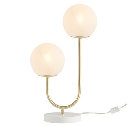 Modern Gold & White Globe Table Lamp — Two-Light Restaurant Accent — view 3