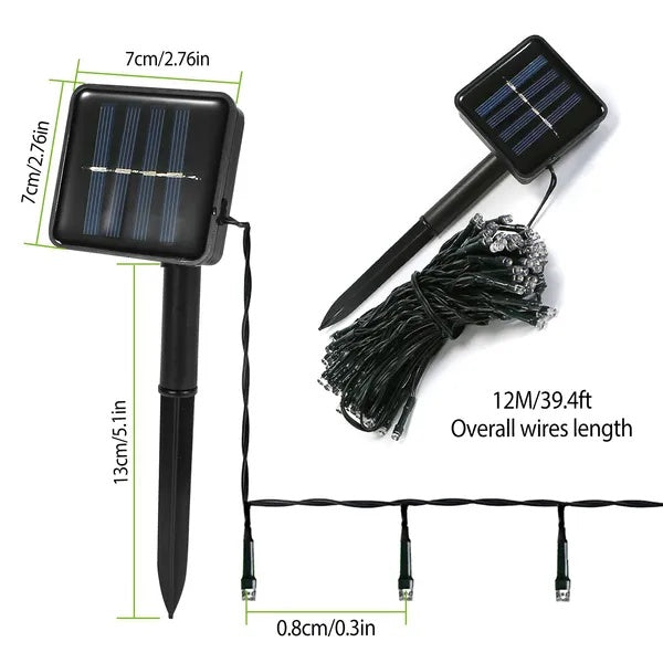 12M Solar Fairy String Lights — Cool White Restaurant Patio — view 3