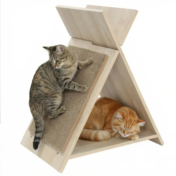 Multi-Functional Wooden Scratcher Lounge with Tunnel for Cat Cafés, Adoption Rooms, and Durable Play Corners — view 8
