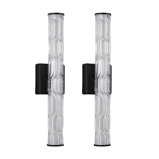19.7-Inch Black Crystal Wall Sconce Set — Restaurant Dining — view 5