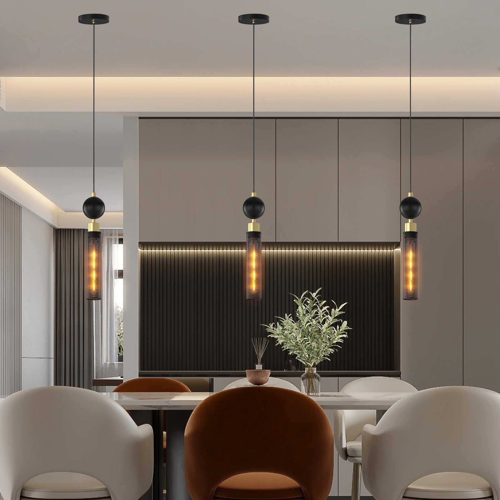 Modern Black Wrought Iron Pendant for Restaurant Kitchen Islands — view 5