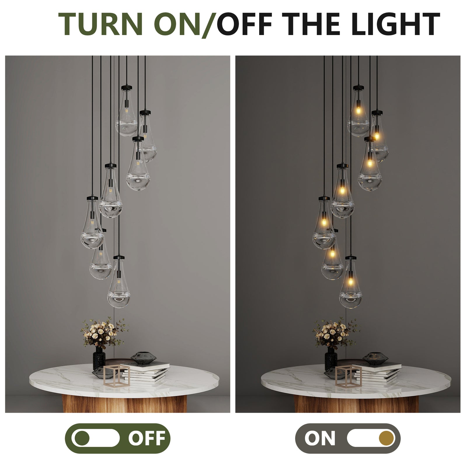 7-Light Black Pendant Chandelier — Restaurant Dining & Bar — view 7