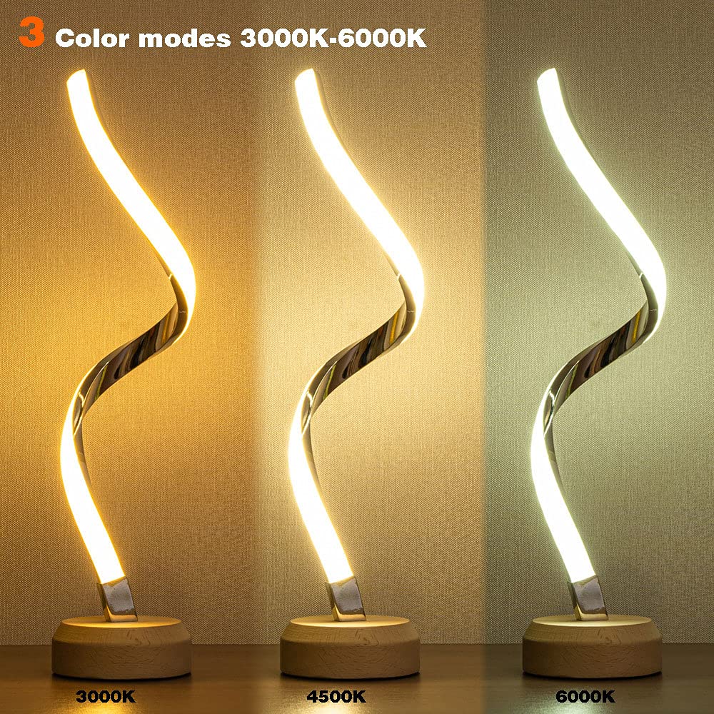 LED Spiral Table Lamp Modern Curved Desk Bedside Lamp Dimmable Warm White Night Light For Living Room And Bedroom — view 7