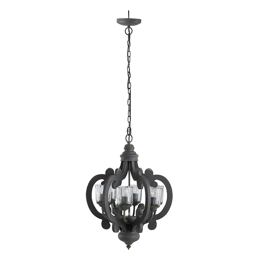 6-Light Wood Farmhouse Chandelier with Adjustable Chain for Restaurant Dining Rooms — view 3