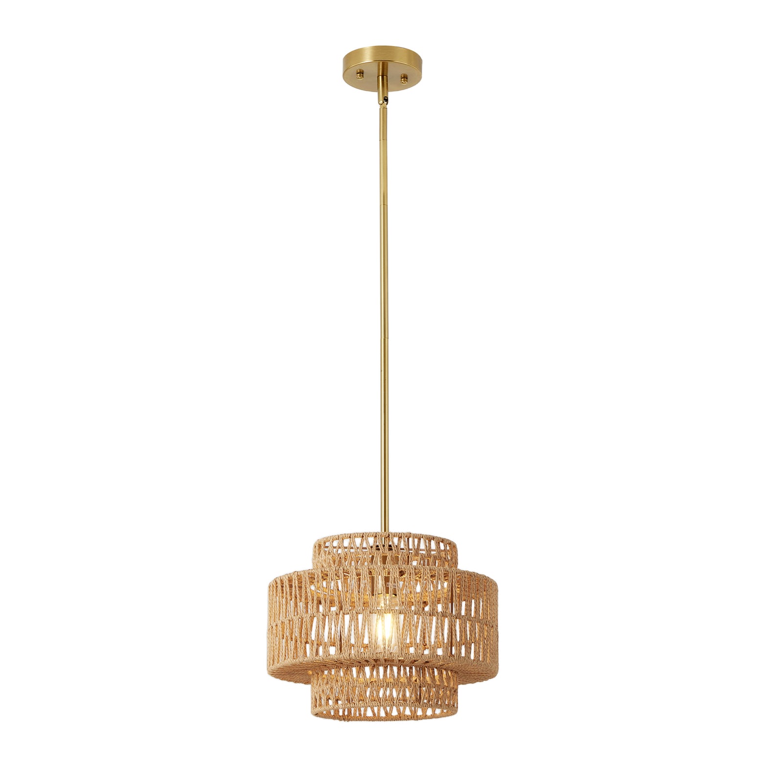 12.6-Inch Brown Rattan Pendant — Restaurant Dining — view 7