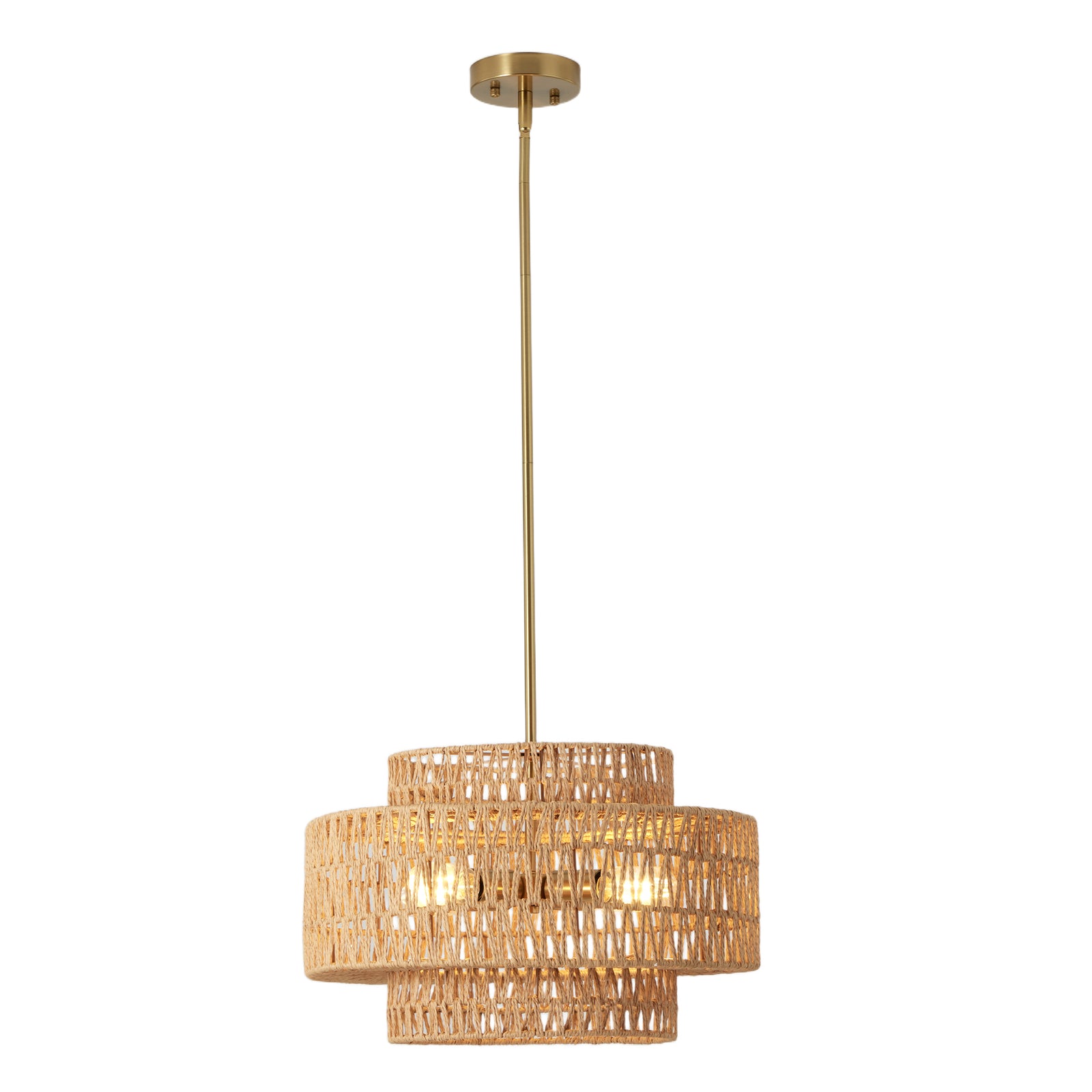 17.7-Inch Brown Rattan 4-Light Chandelier — Restaurant Dining — view 5
