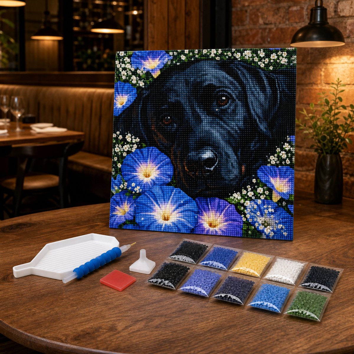 Resto Glow AI product image 2026-08-03 — restaurant view — DIY 5D Diamond Painting Resin Full Drill RoundSquare Diamonds