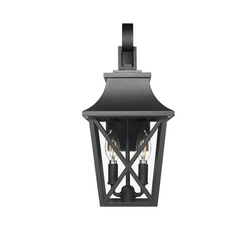 Black Aluminium Outdoor Wall Light — 2-Light Restaurant Patio Fixture — view 6