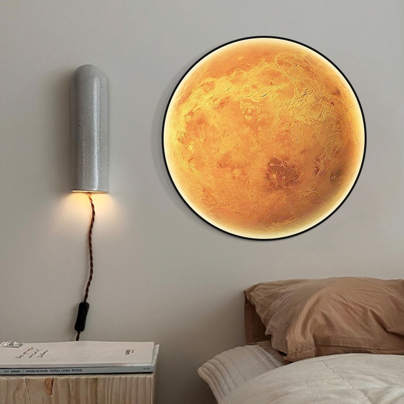 Round LED Light Decorative Painting Restaurant Wall Painting — view 3