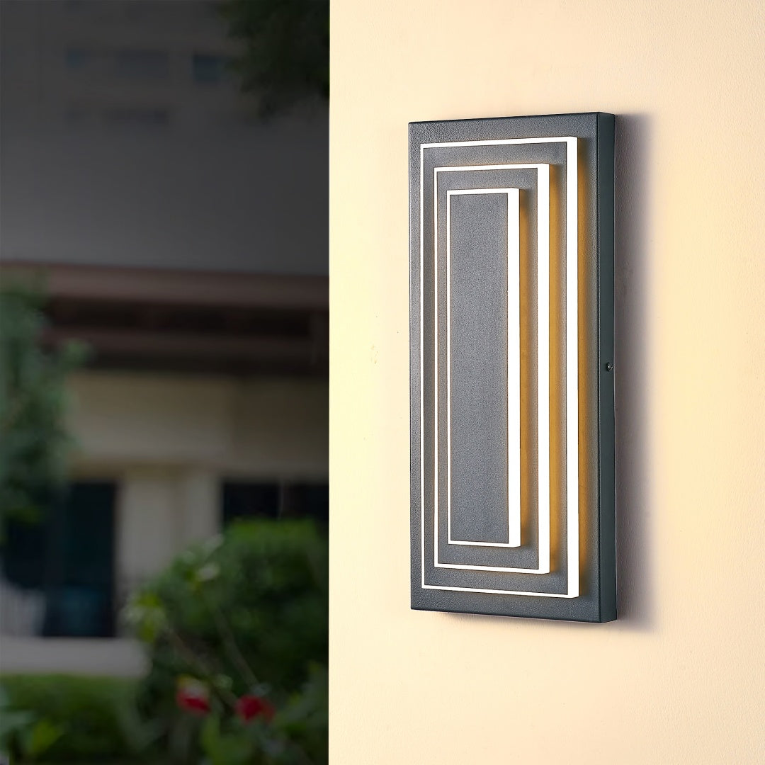 3-Tier Black Waterproof LED Wall Sconces for Restaurant Entrances (2-Pack) — view 1